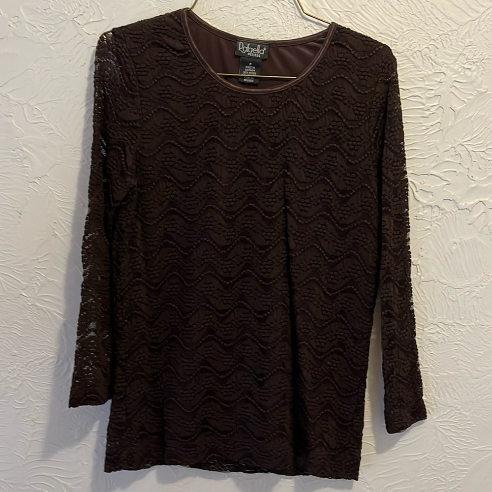 Petite small brown Lacey top